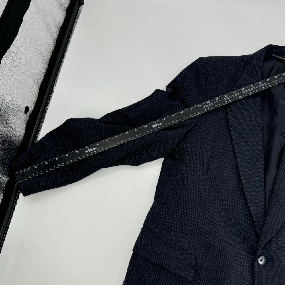 Christian Dior Monsieur Wool‎ Blazer Jacket Men's Dark Blue Button Front Classic